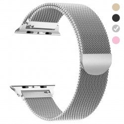 Premium Color Stainless Steel Magnetic Milanese Loop Strap Wristband for Apple Watch Series Ultra/8/7/6/5/4/3/2/1/SE - 49MM/45MM/44MM/42MM (Silver)